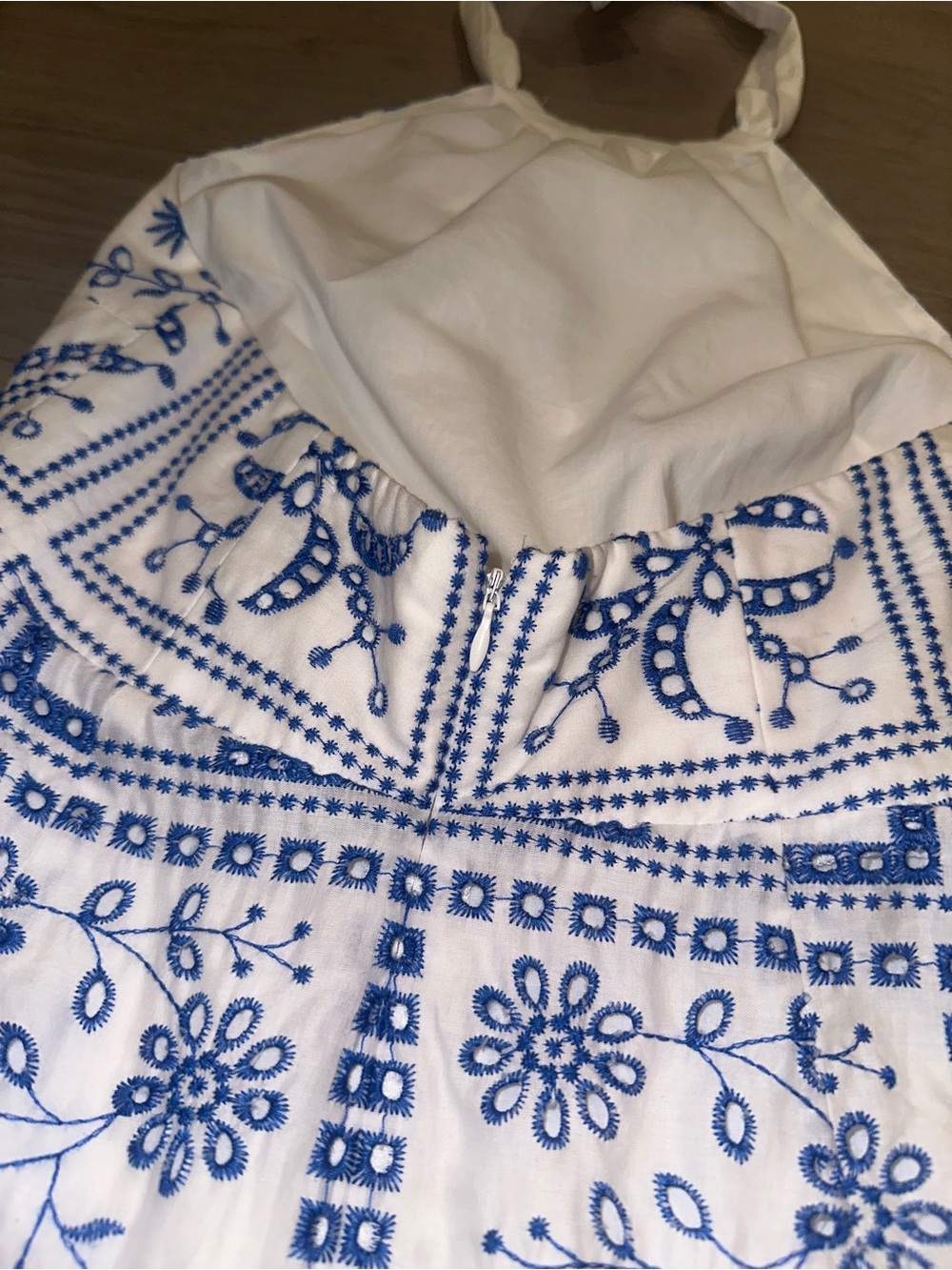 Milly White and Blue Halter Maxi Dress with Floral Tile Print - Picture 8 of 9